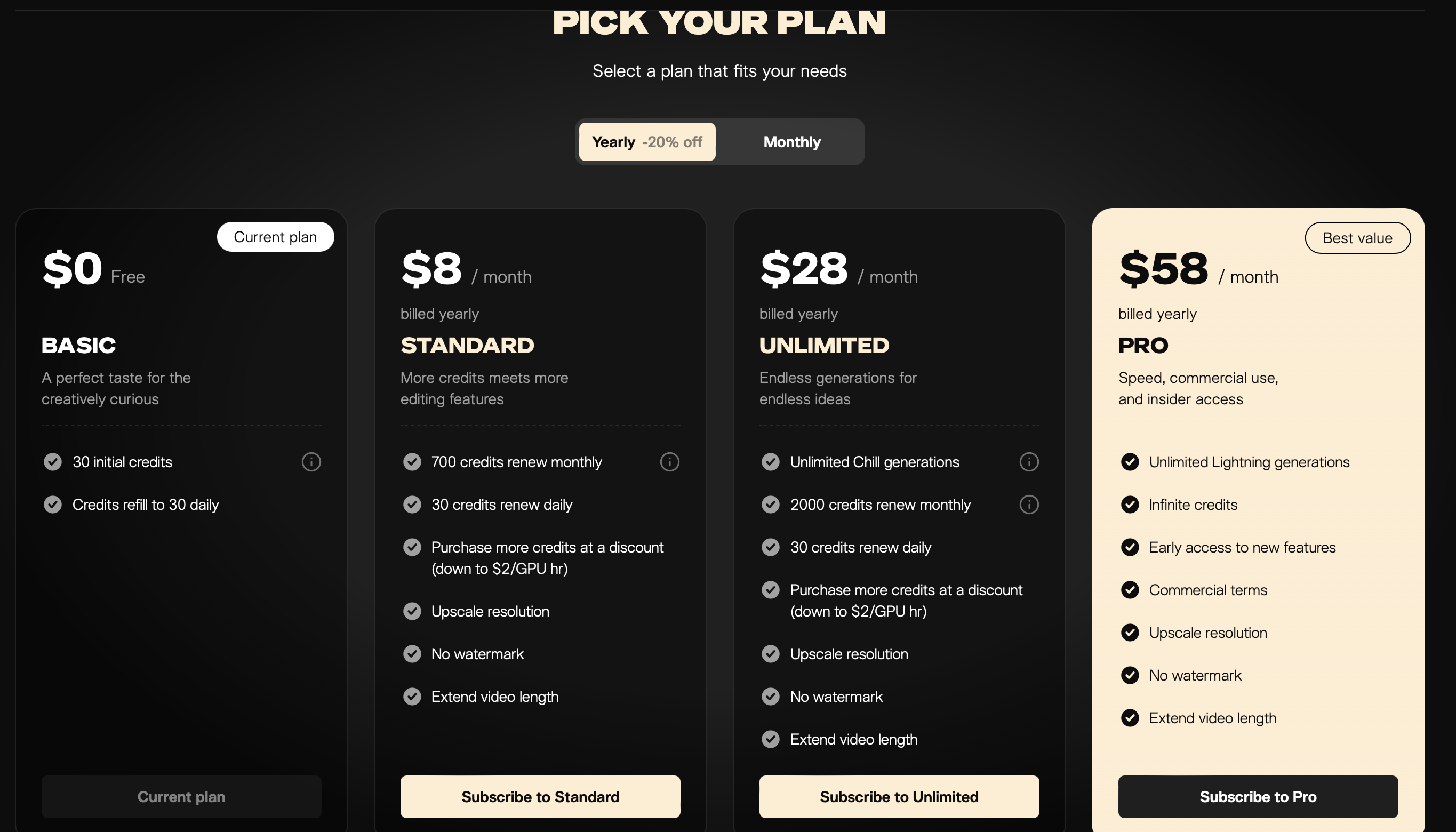 Pika AI Pricing