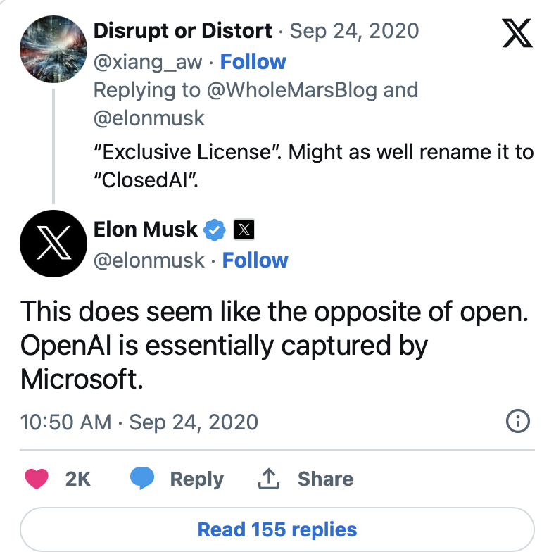 Elon Musk verklagt OpenAI, hier ist ein Twitterzitat