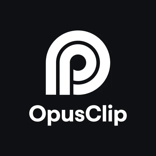 "Logo von OpusClip und Opus Pro mit minimalistischem Design in Schwarz und Weiß, ideal für Videoinhalte und Clip-Erstellungstools.