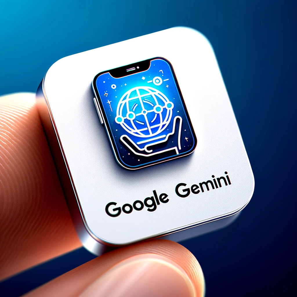 Google Gemini Beitragsbild, zeigt das Google Gemini-Logo auf einem Smartphone-Symbol vor blau-weißem Hintergrund. Google Gemini jetzt in Deutschland verfügbar für Android und iOS, KI-Technologie, mobile Anwendung.