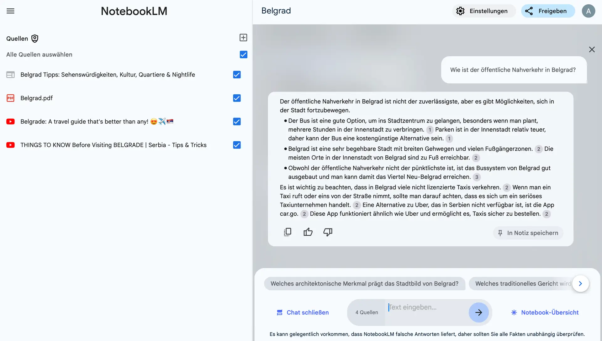 Mit NotebookLM kannst du verschiedene Quellen miteinander in Verbindung bringen und mit ihnen chatten.